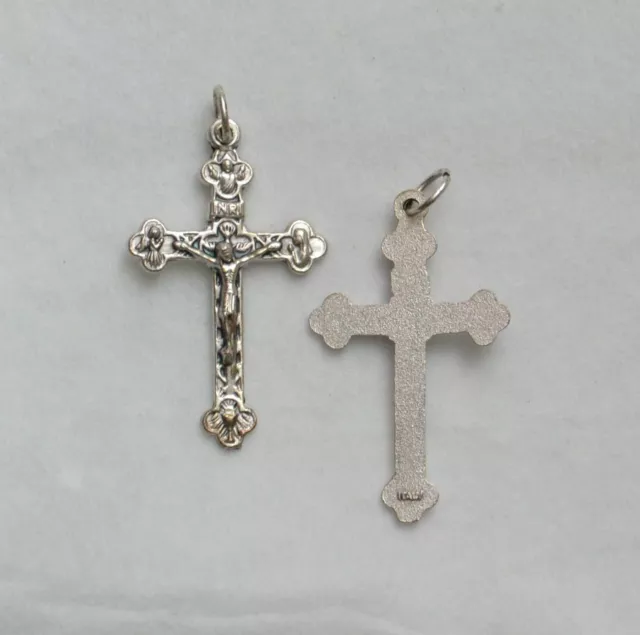 Crucifix, 37mm 4 Basilicia Metal Cross & Corpus, Silver Tone, Made In Italy, Qua