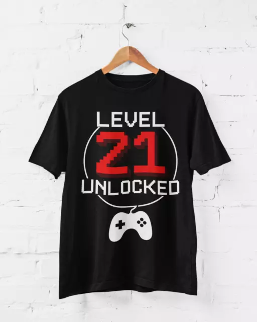 Divertente maglietta 21° compleanno livello 21 sbloccata a tema giocatore idea regalo gioco