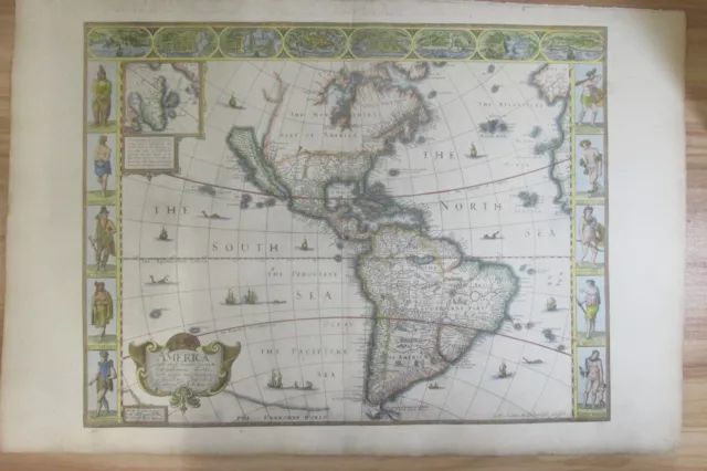 John Speed Map of the Americas (1626) - hand coloured on hand made paper