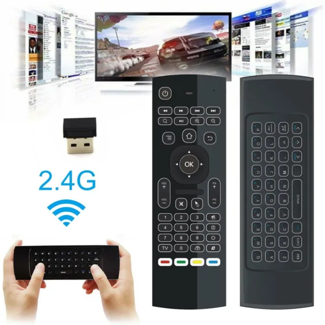 LED Backlit Mini Wireless Keyboard Remote Control for Android KODI TV Box PC +o