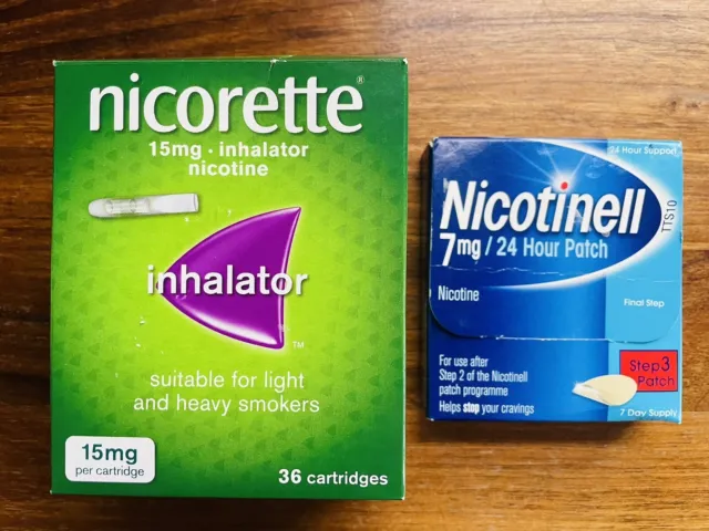 Nicorette 15mg Nicotine 34 Cartridges Light &Heavy Smokers + Nicotinell Patches