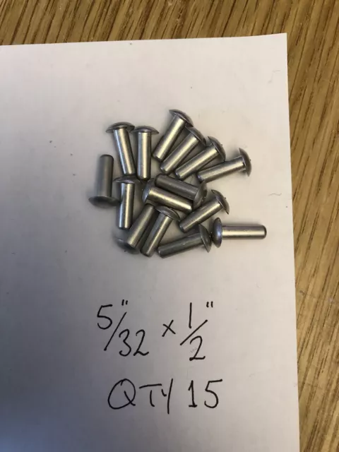 5/32" X 1/2" TÊTE RONDE aluminium rivet solide QTY 15