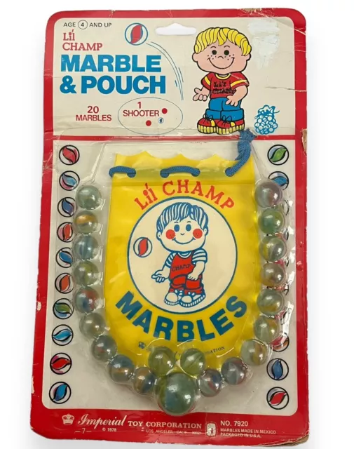 Vintage 1970s Imperial Lil Champ Marbles & Pouch Toy New Old Stock Sealed