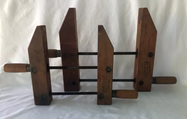 LOT of 2 Vintage Jorgensen Adjustable Clamps 10” & 12” Handscrew Wood Clamps