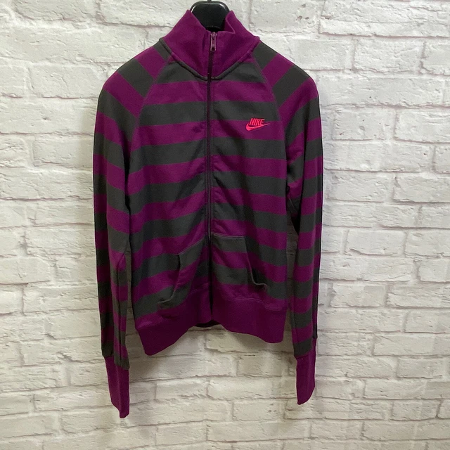 NIKE Kids Girls Size 168 cm XL Purple Black Full Zip Running Long Sleeve Jacket