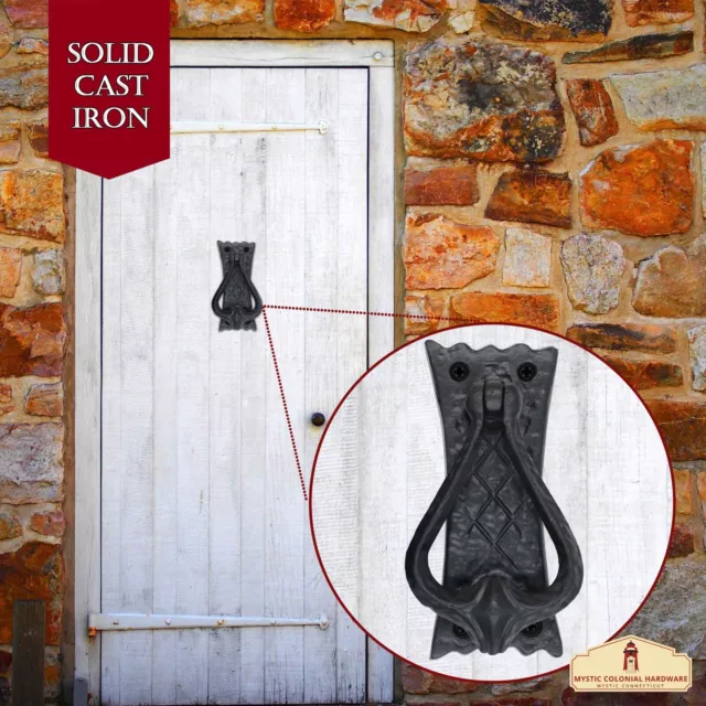 Door Knocker Cast Iron Gothic Victorian Style Solid Entrance Accessory Black 3