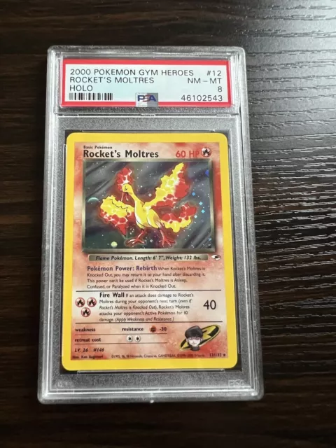 2000 Pokemon Gym Heroes Rocket's Moltres Psa 8