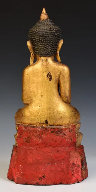 18th Century, Shan, Antique Tai Yai Burmese Wooden Seated Buddha 8