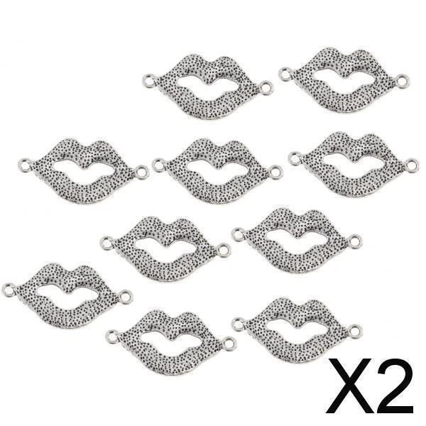 2X 10 Stück Legierung Charms Anhänger Mund Shaped Anhänger Für DIY Schmuck