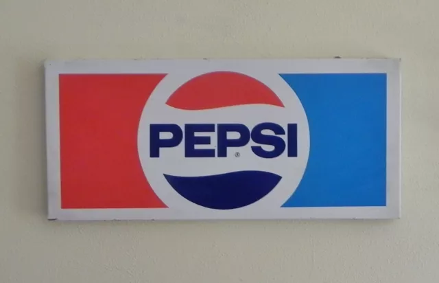 Vintage Metal Pepsi Sign 1970's Globe Logo Original Store Rack Display 22" x 10"