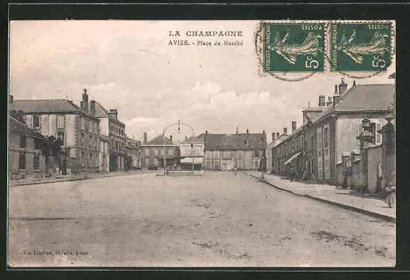 CPA Avize, Place du Marché 1918