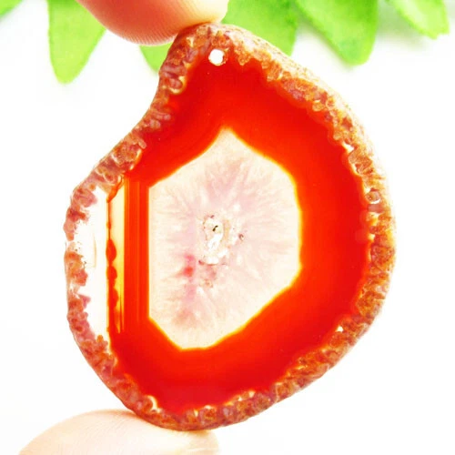 52x43x6mm Red Onyx Druzy Geode Agate Slice Freeform Pendant Bead H67953