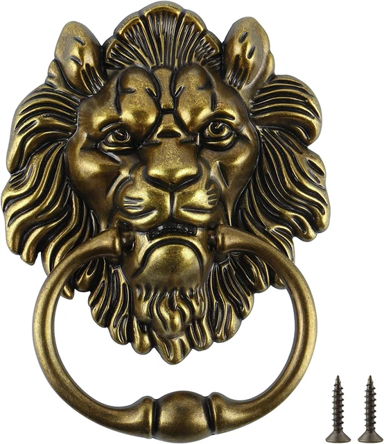 Antique Door Knocker Lion Head Home Decor Vintage Cast Large Rustic Brown Finish