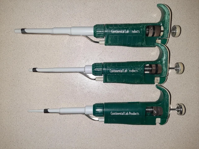 A set of three Continental Products pipettes (Beta-pettes), working well