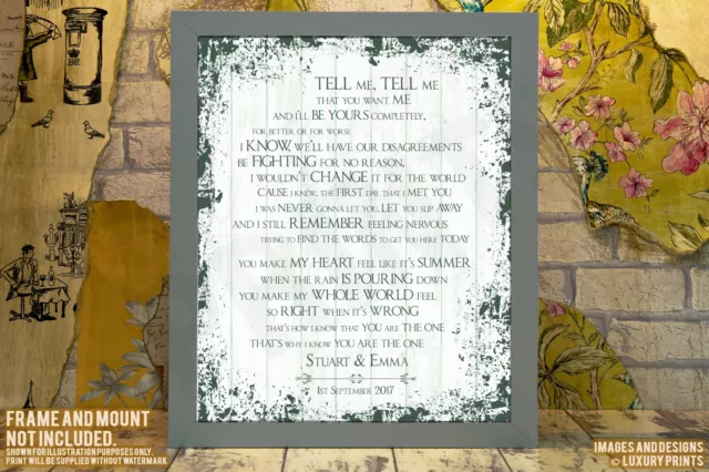 Kodaline The One Lyrics Print Wedding Song Personalised Canvas Gift