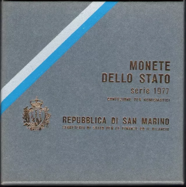 1977 Repubblica di San Marino, Monete Divisionali,FDC con 500 lire in argento