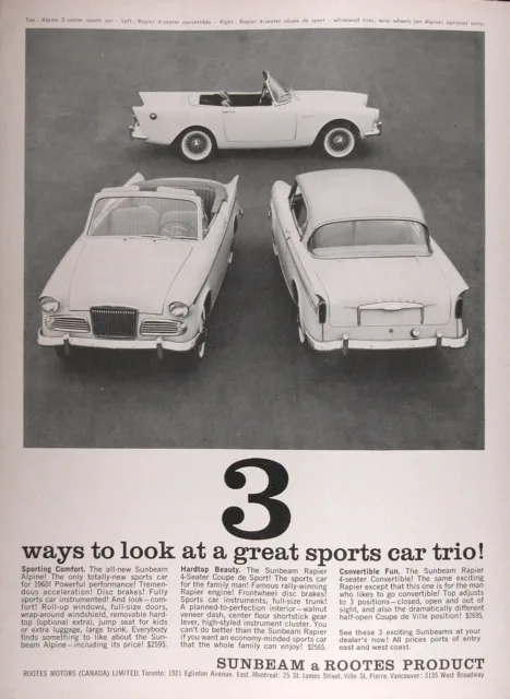 1960 SUNBEAM ALPINE & RAPIER Genuine Ad & 4pg. ROAD TEST W/spec ~ FREE SHIPPING!