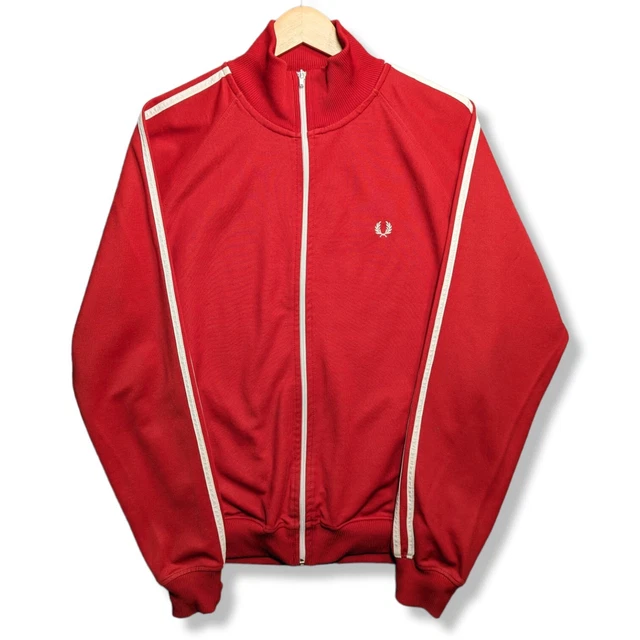 Fred perry track jacket sales red