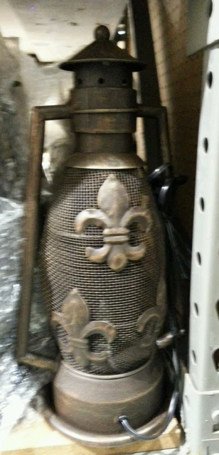 Fleur De Lis Metal Art Electric Lantern Lamp Western Home Wall Decor New Lightin