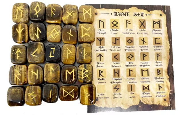 Tiger Eye Elder Futhrak Rune Sets Set comes with rune card and black pouch