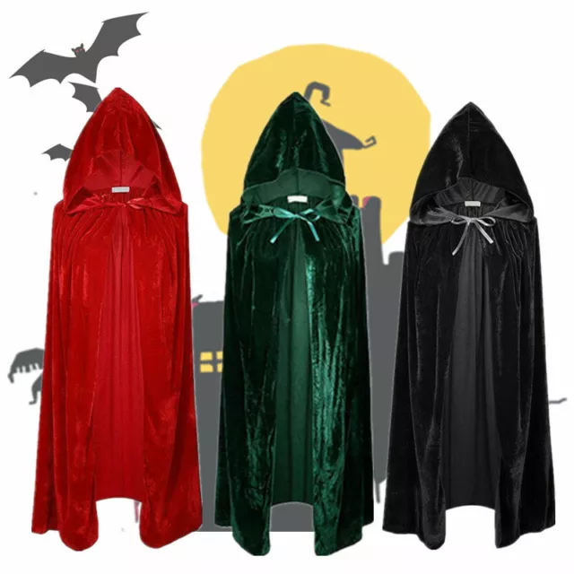 Halloween & Christmas Hooded Cloak Robe Medieval Witchcraft Cape Robe Costume