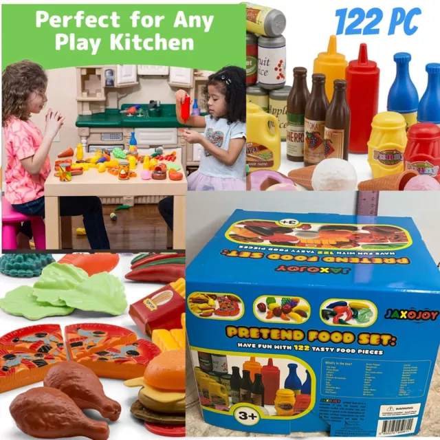 kids Pretend Play Food Set Toy Food 122 pc kitchen Play tea party JaxoJoy new