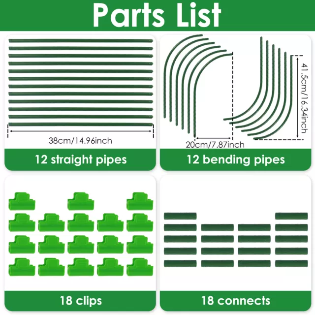 60Pcs Greenhouse Hoop Grow Tunnel Kit Steel Greenhouse Support Hoop Frame ChMTp