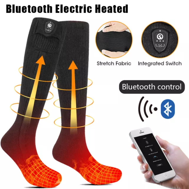 Bluetooth Washable Electric Heated Socks Rechargeable Battery Winter Foot Warmer