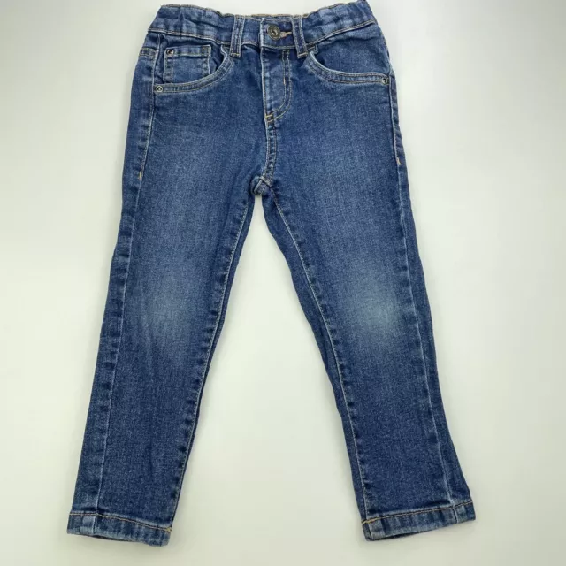 Boys size 3, Anko, blue stretch denim jeans, adjustable, Inside leg: 32cm, FUC
