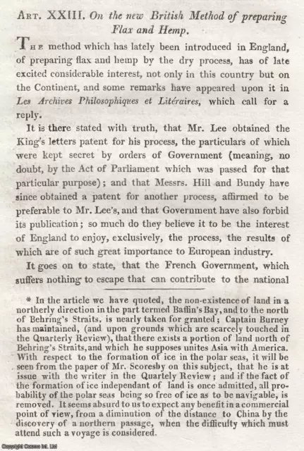 The New British Method Of Preparing Flax And Hemp. An Uncommon Original Article