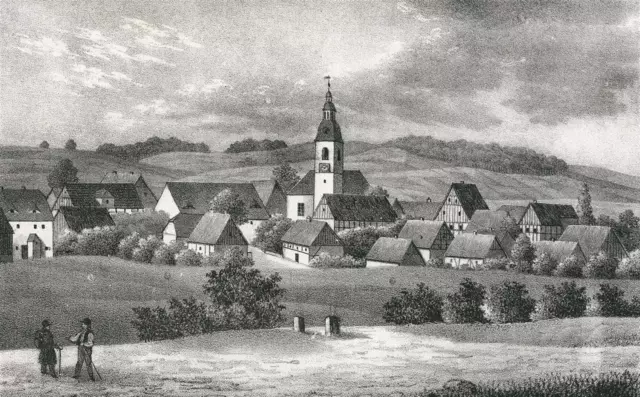 TÜRCHAU / Turoszów (Bogatynia) - Sachsens Kirchen-Galerie - Lithographie 1840