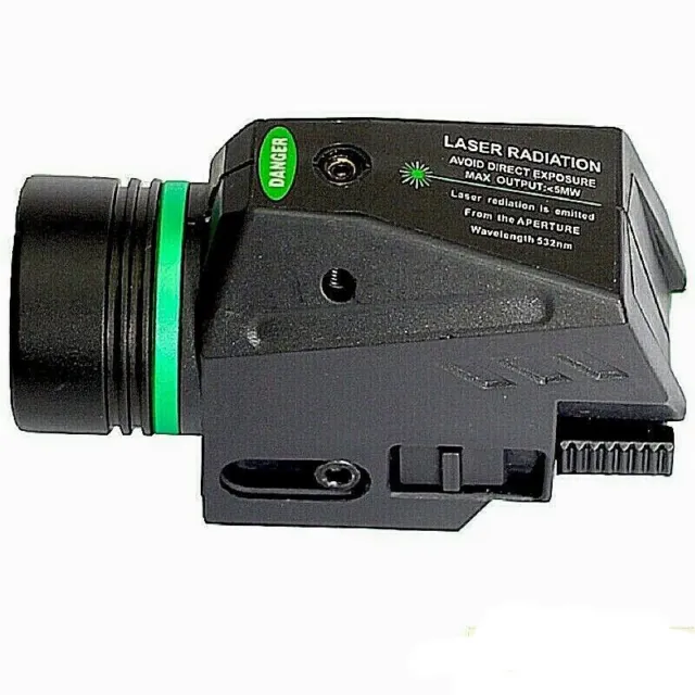 Tactical LED Flashlight Green Laser Sight Combo For 20mm Rail Mini Glock Pistol 2