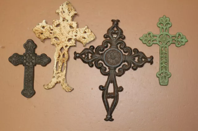 Farmhouse Cast Iron Wall Crosses Family Home Decor, Rustic Country Cardiff 4