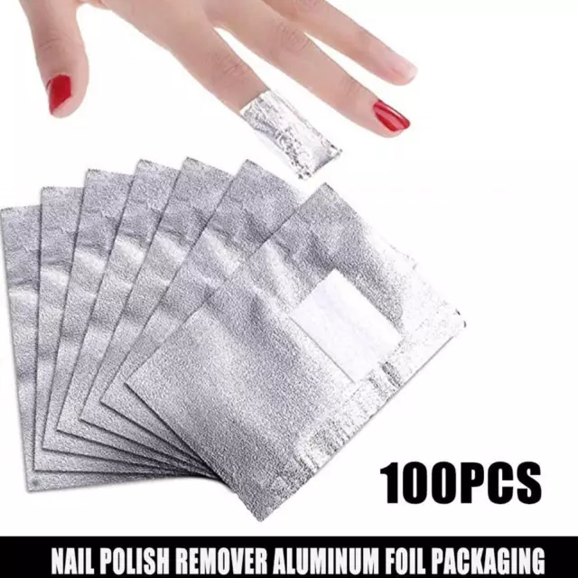 100 × Nail Art Aluminium Foil Soak Off Acrylic Gel Polish Nail Wrap Removers US