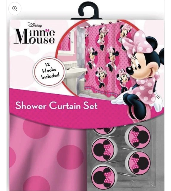 Minnie Mouse cloth shower curtain set 12 hooks included 72"x 72"