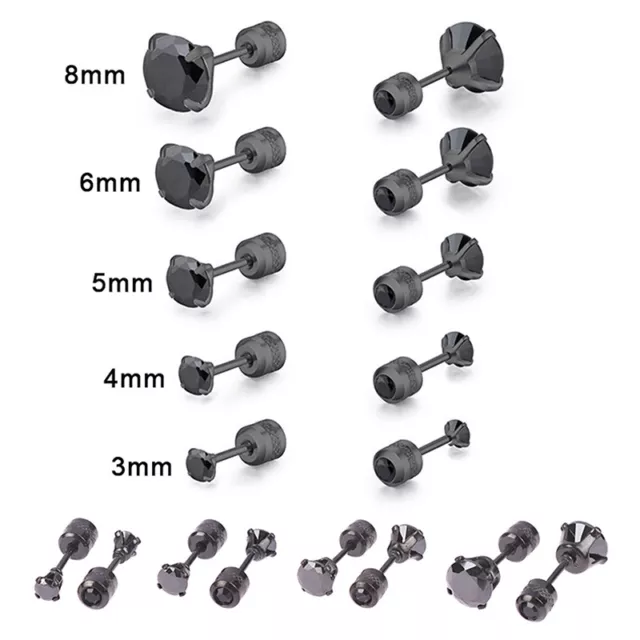 1Pair Black Stainless Steel Stud Earring For Women Temperament Wild Jewelry