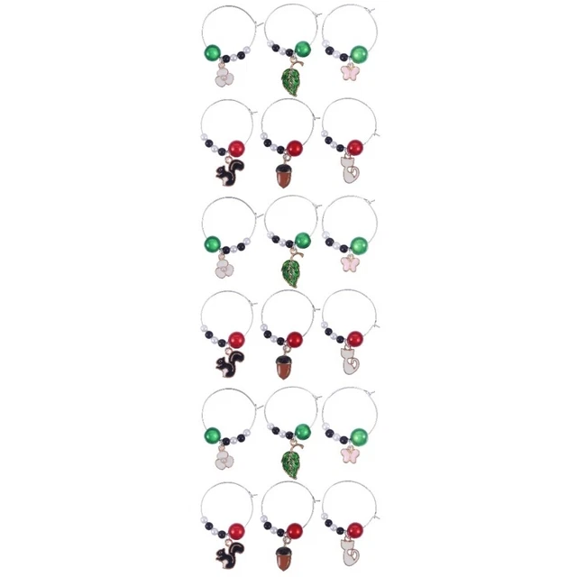 18 piezas tema de Navidad copas de vino anillos de aleación anillos copas de vino duraderas etiquetas