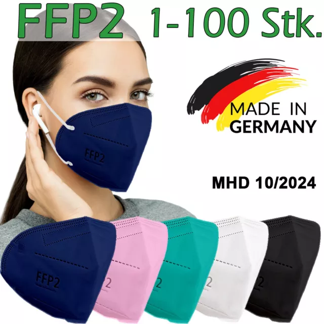 FFP2 Maske schwarz weiß 5x 10x 20x 50x 100x Stück Masken EU CE Atemschutzmasken