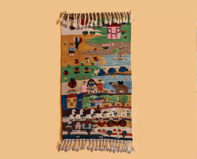 Hand Woven Natural Dye Folk Art Kilim from Turkey