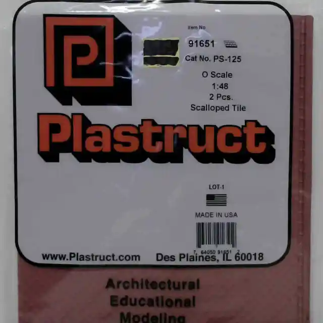 Plastruct Model Building Plastics: O Scale/1:48 Scalloped Tile 2 pcs
