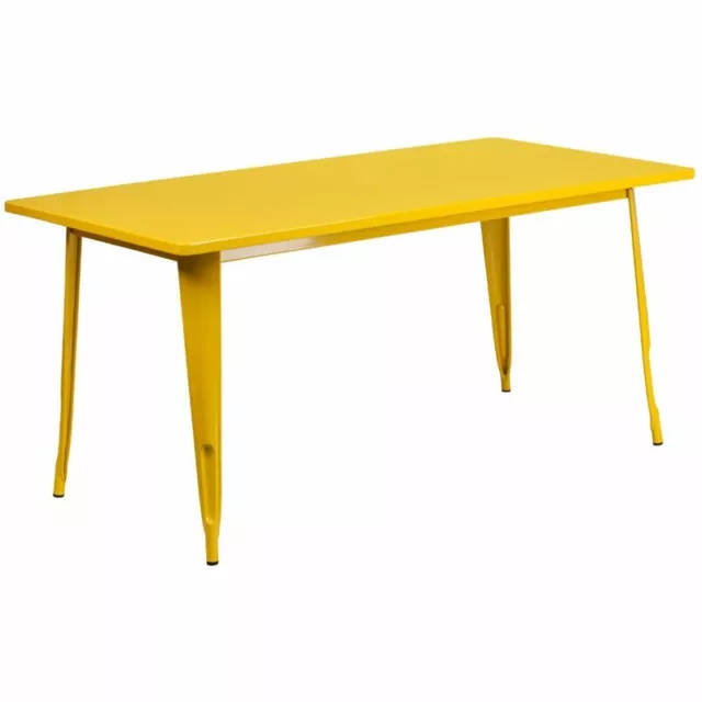 Flash Furniture 31.5" x 63" Metal Dining Table in Yellow