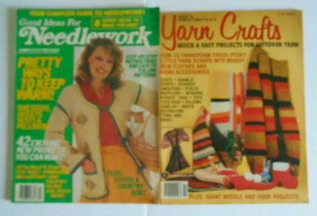 Menge 2 Zeitschriften 1970er-80er Garn Handwerk Nadelarbeit Stricken Häkeln Muster Nähen