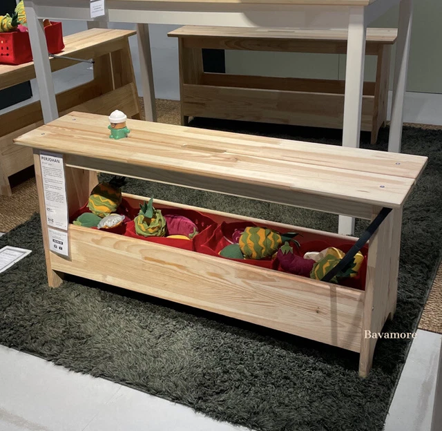 IKEA PERJOHAN Bench with storage, Wood/solid pine, 39⅜