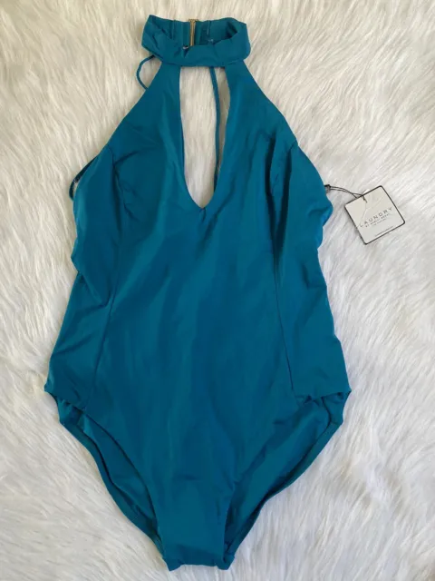 Laundry By Shelli Segal Swimsuit Womens Size Large Deep Teal One Piece Swimwear