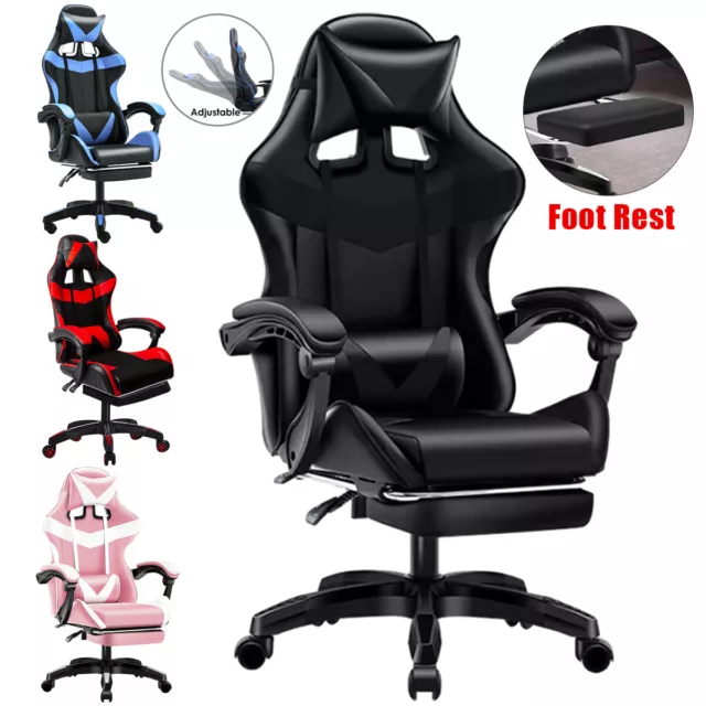 Gaming Chair Adjustable Ergonomic Gamer Home Office Computer Desk Chair Footrest