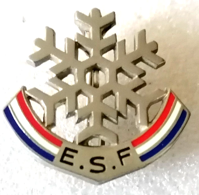 broche flocon 3 trois étoiles neige brevet ESF école ski français signé