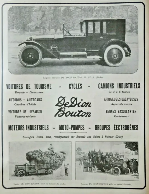 1920 Dion Press Advertisement Button Passenger Car Water Truck