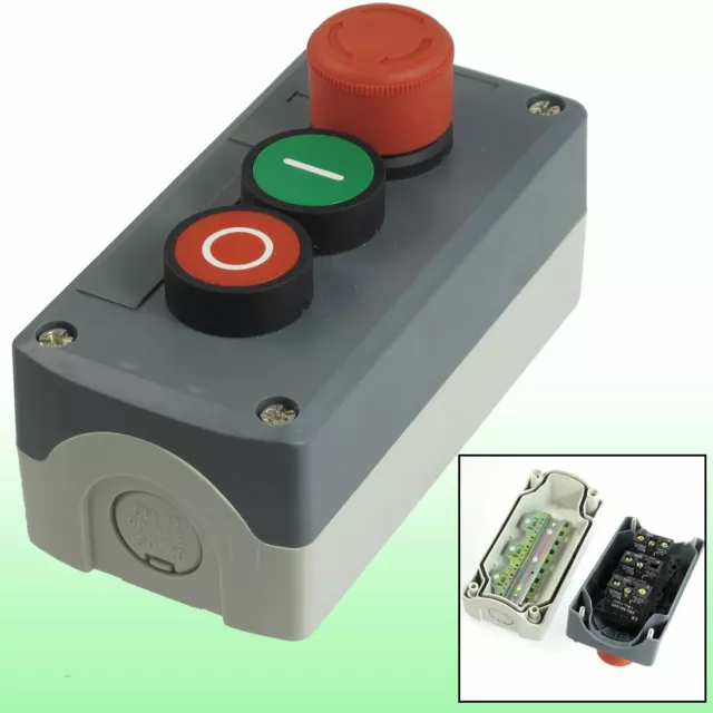 240V 3A Emergency Stop Momentary Green Red Flat Pushbutton Control Switch SPST