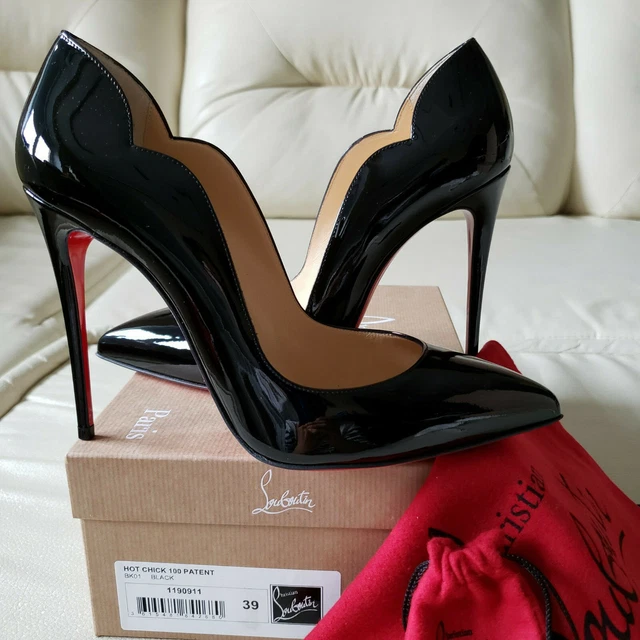 NIB CHRISTIAN LOUBOUTIN Hot Chick 100 Black Patent Pumps 39 So