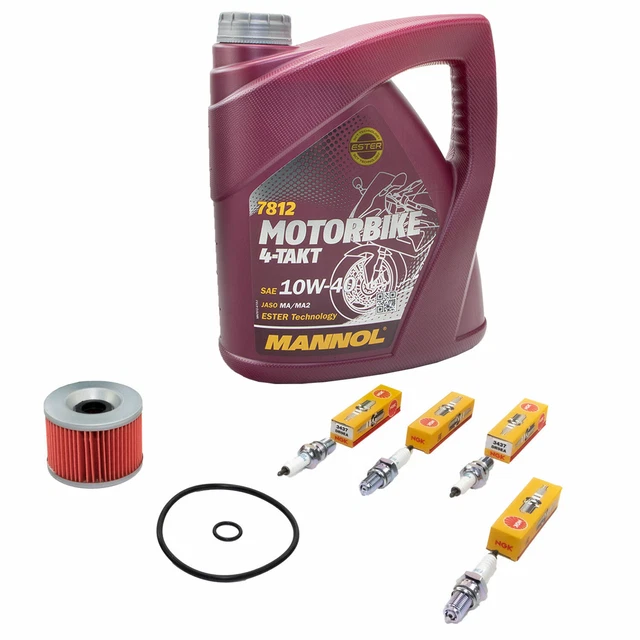 Pack Révision Moto Kawasaki ZZR 1100 / ZX1100 (93-01) - Filtres, Bougies + 4L Huile 10W40 Neuf